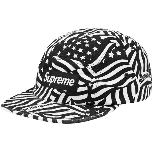Supreme Washed Chino Twill Camp Cap - Black Flags