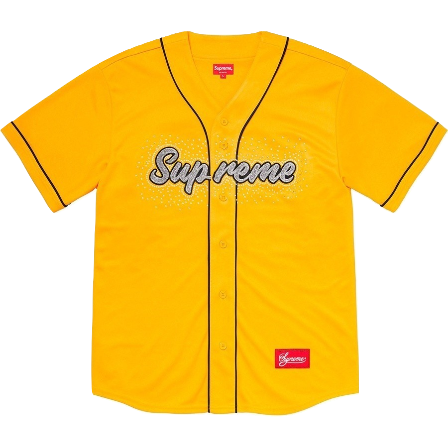 Supreme Rhinestone Baseball Jersey - Yellow Supreme