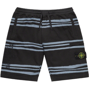Supreme x Stone Island Warp Stripe Sweatshort - Black Supreme
