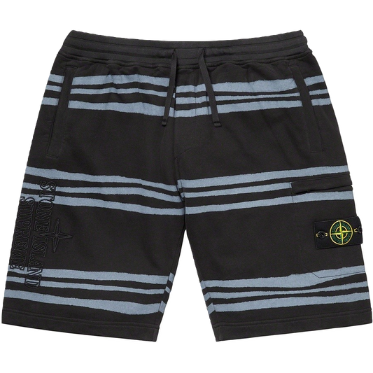 Supreme x Stone Island Warp Stripe Sweatshort - Black