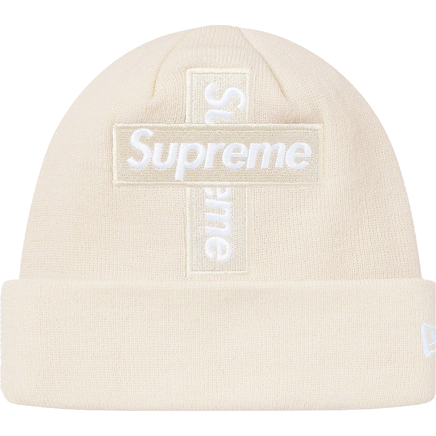 Supreme/New Era Cross Box Logo Beanie - Natural Supreme