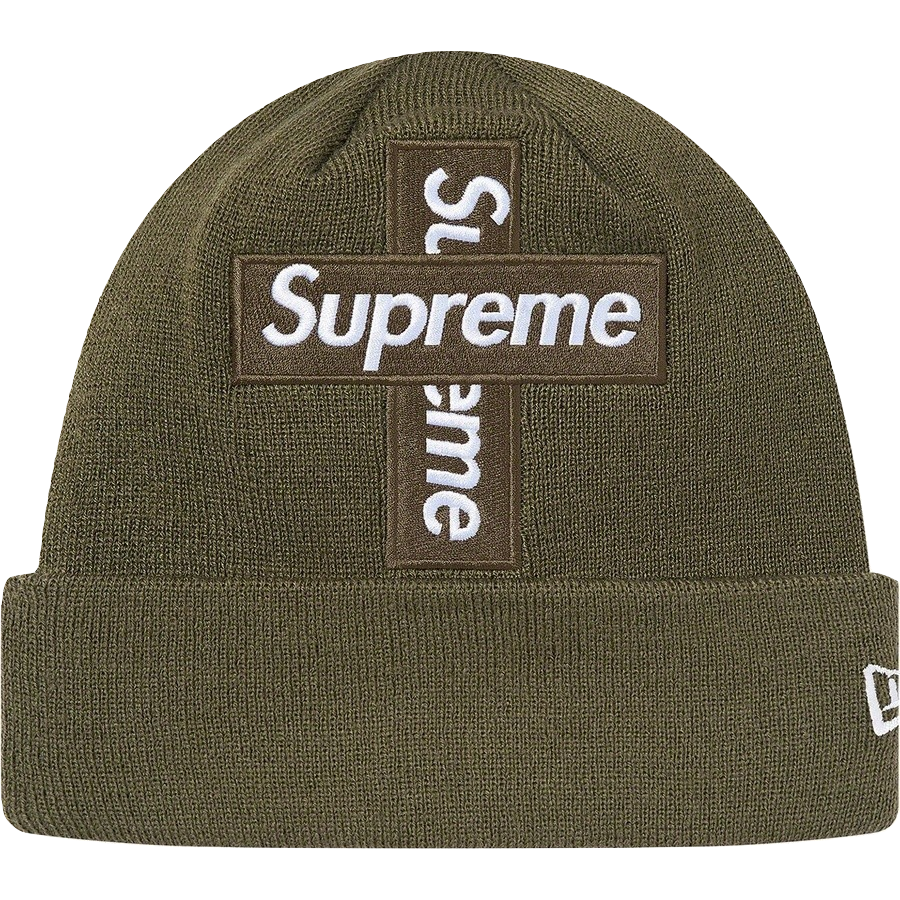 Supreme New Era Cross Box Logo Beanie - Olive - Used