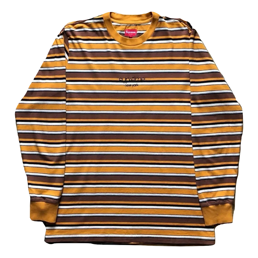 Supreme Classic Logo Stripe Long Sleeve - Mustard Supreme