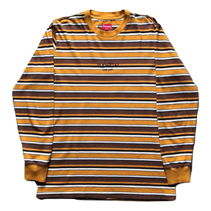 Supreme Classic Logo Stripe Long Sleeve - Mustard - Used