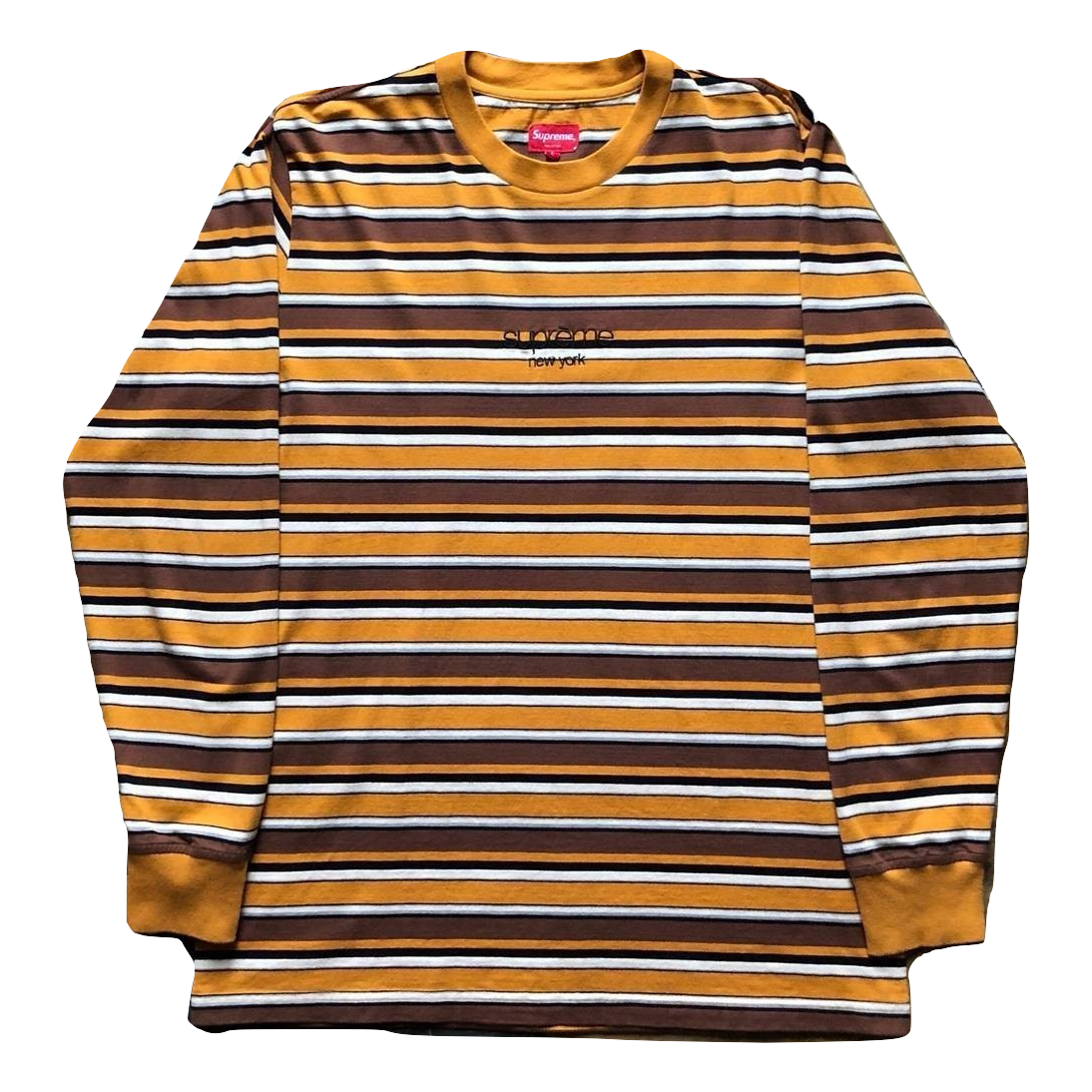 Supreme Classic Logo Stripe Long Sleeve - Mustard