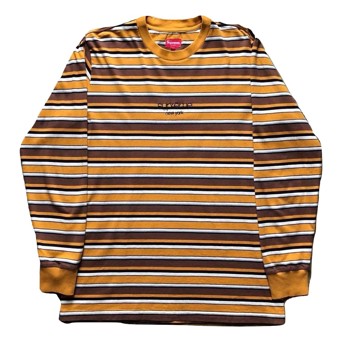Supreme striped sale logo long sleeve