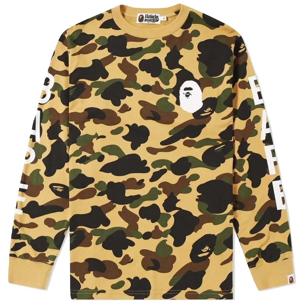 A Bathing Ape 1st Camo L/S Tee - Yellow Camo - Used Bape