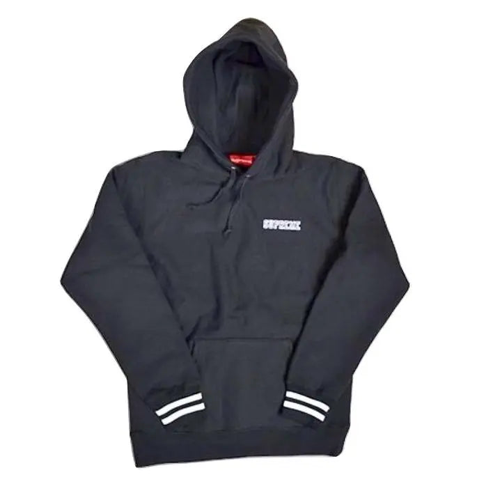 Supreme Striped Cuff Hooded Sweatshirt - Black Supreme