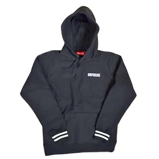 Supreme Striped Cuff Hooded Sweatshirt - Black Supreme