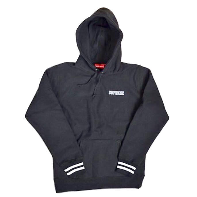 Supreme striped deals cuff hooded sweatshirt