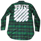 Off White Diag Spray Check Flannel Shirt - Green