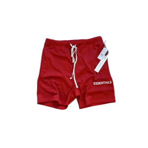 Fear of God Essentials Graphic Mesh Drawstring Shorts - Red