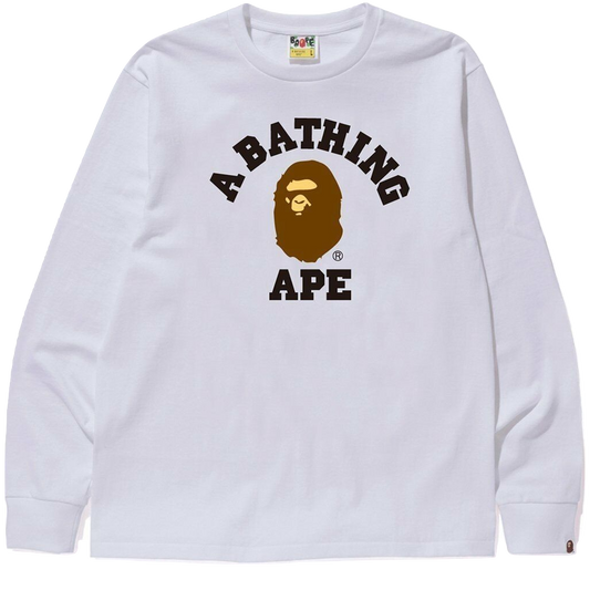A Bathing Ape College Long Sleeve Tee - White