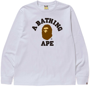 A Bathing Ape College Long Sleeve Tee - White