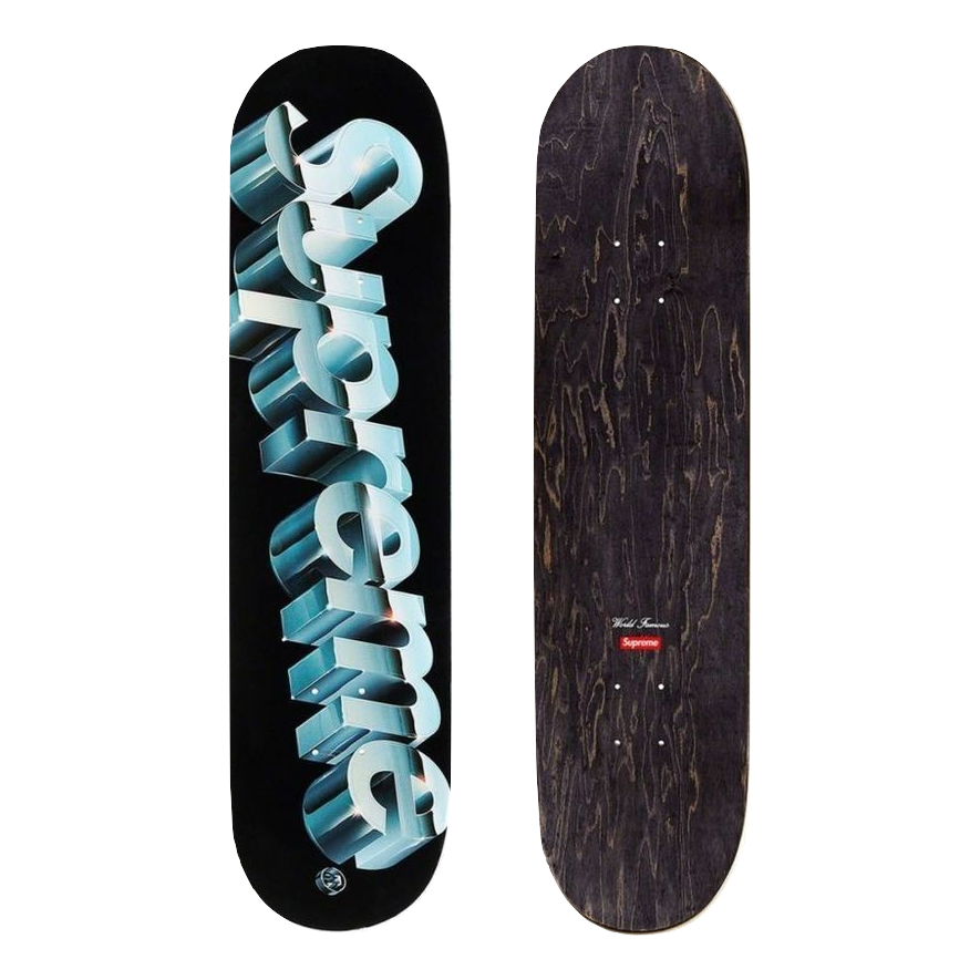 Supreme Chrome Logo Skateboard Deck - Black Supreme