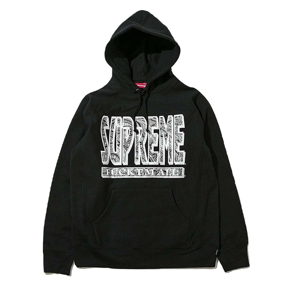 Supreme Paisley Fuck Em All Hoodie - Black