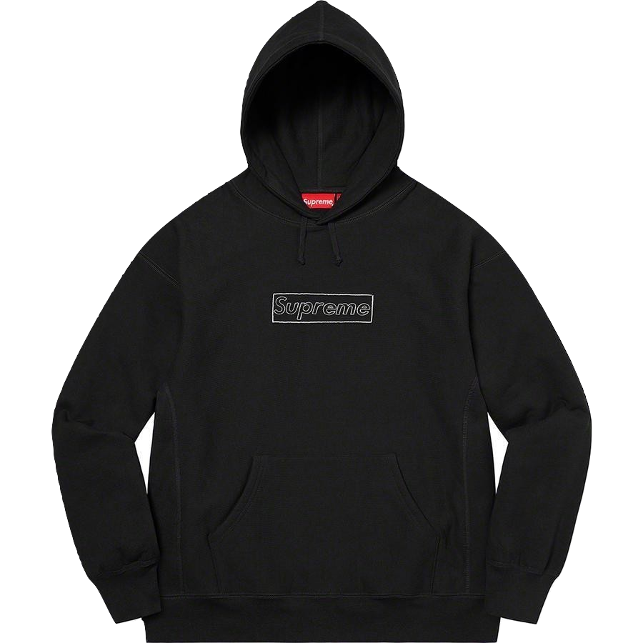Supreme Kaws Chalk Logo Hooded Sweatshirt - Black Supreme
