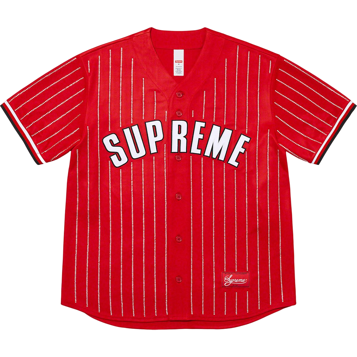 Supreme Rhinestone Baseball Jersey - Red Supreme