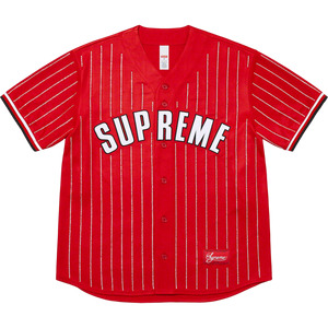 Supreme Rhinestone Baseball Jersey - Red Supreme