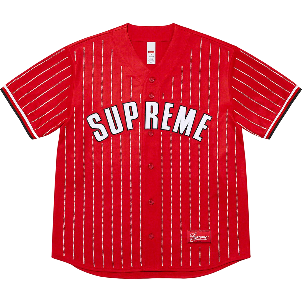 Supreme Rhinestone Baseball Jersey - Red