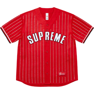 Supreme Rhinestone Baseball Jersey - Red