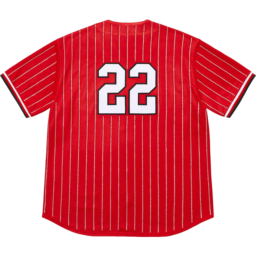 Supreme Rhinestone Baseball Jersey - Red