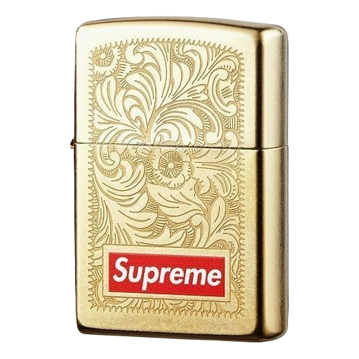 Supreme Engraved Brass Zippo Lighter - Gold Supreme