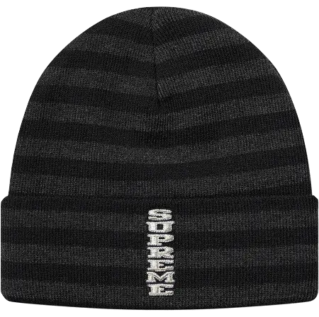 Supreme Vertical Logo Stripe Beanie - Black Supreme