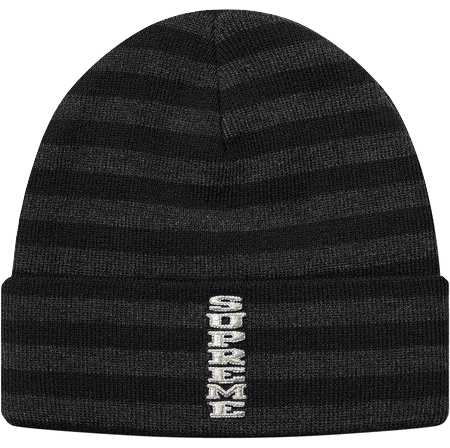Supreme Vertical Logo Stripe Beanie - Black