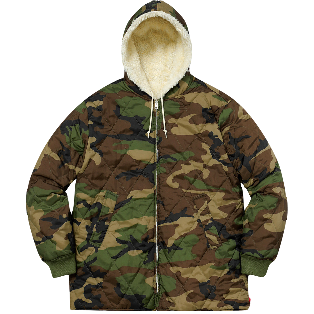 Supreme Reversible Sherpa Work Parka - White/Camo