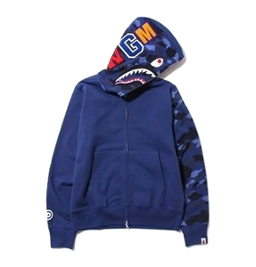 A Bathing Ape Color Camo Shark Full Zip Hoodie - Blue/Blue Camo Hood And Sleeve