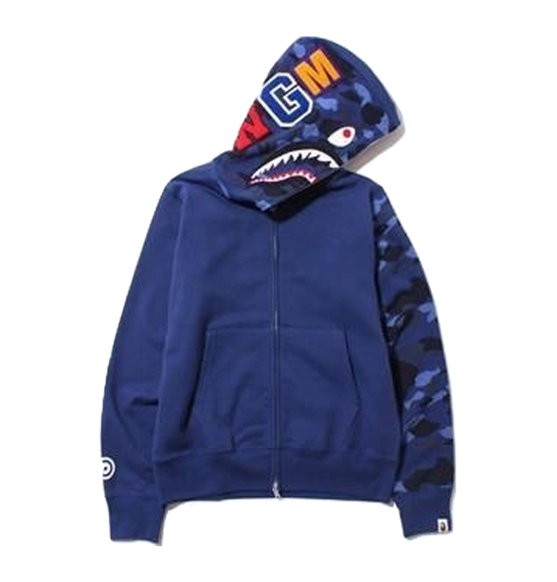 A Bathing Ape Color Camo Shark Full Zip Hoodie Blue Blue Camo
