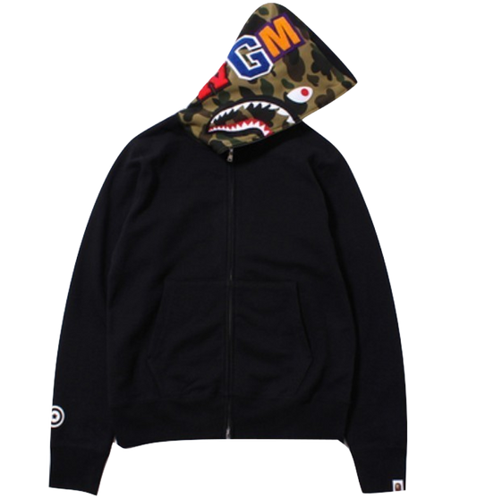 A Bathing Ape Shark Full Zip Hoodie - Black - Used Bape