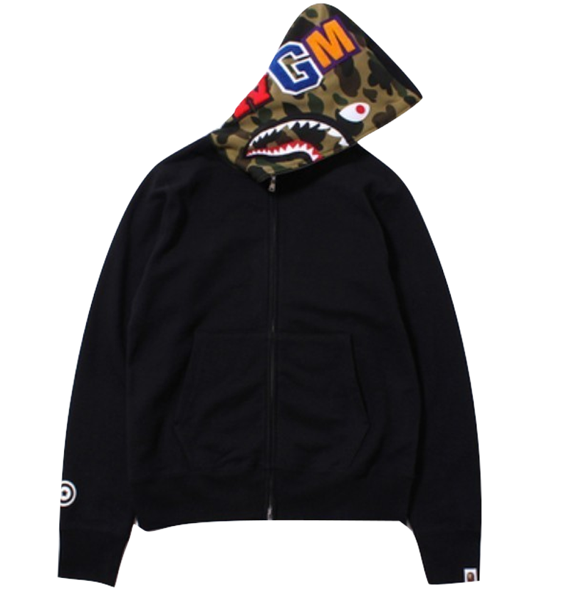 A Bathing Ape Shark Full Zip Hoodie - Black Bape
