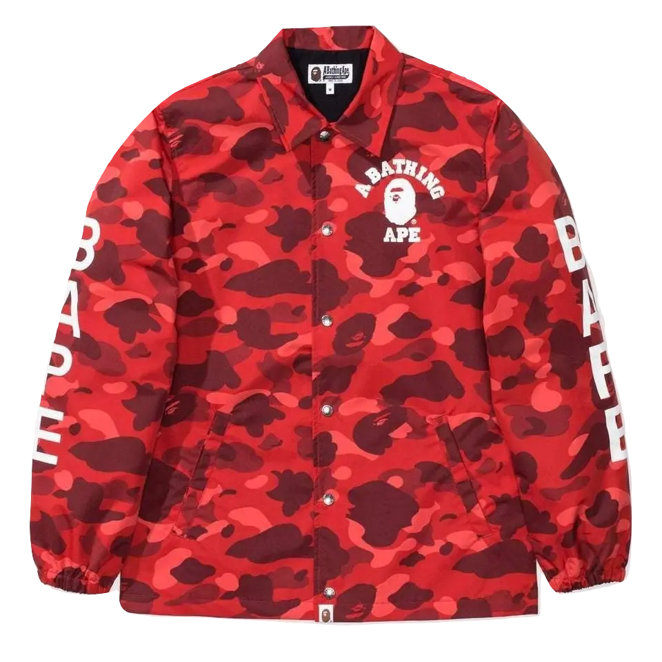 A Bathing Ape Color Camo Coach Jacket - Red Bape