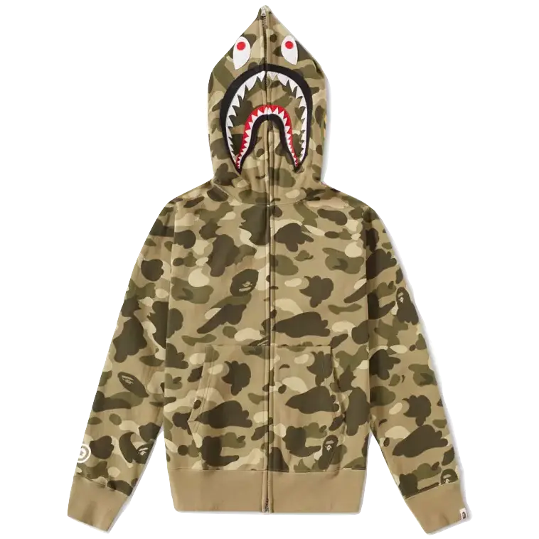 A Bathing Ape Color Camo Full Zip Shark WGM Hoodie - Beige Bape