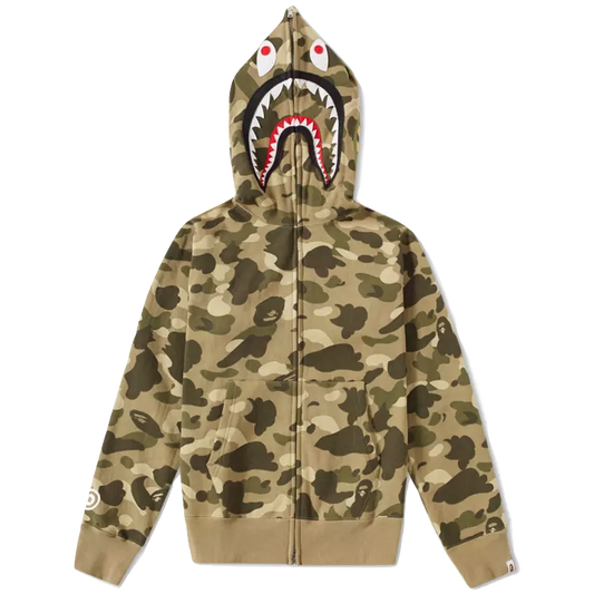 A Bathing Ape Color Camo Full Zip Shark WGM Hoodie - Beige