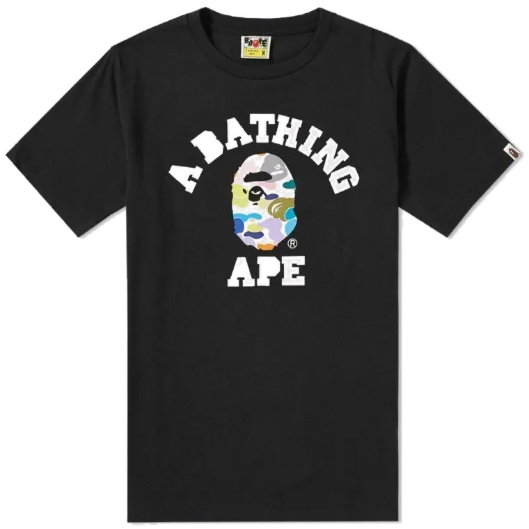 A Bathing Ape Multi Camo College Tee - Used Bape