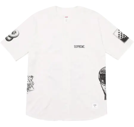 Supreme MC Escher Cotton Baseball Jersey - White Supreme