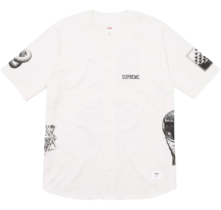 Supreme MC Escher Cotton Baseball Jersey   White
