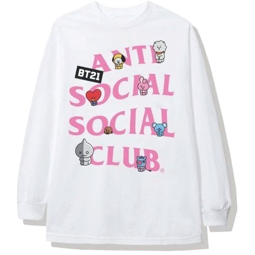Anti Social Social Club x BT21 Back Track Long Sleeve Tee - White Anti Social Social Club