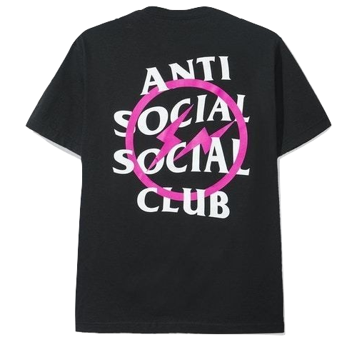 Anti Social Social Club x Fragment Bolt Tee - Black/Pink - Used Anti Social Social Club