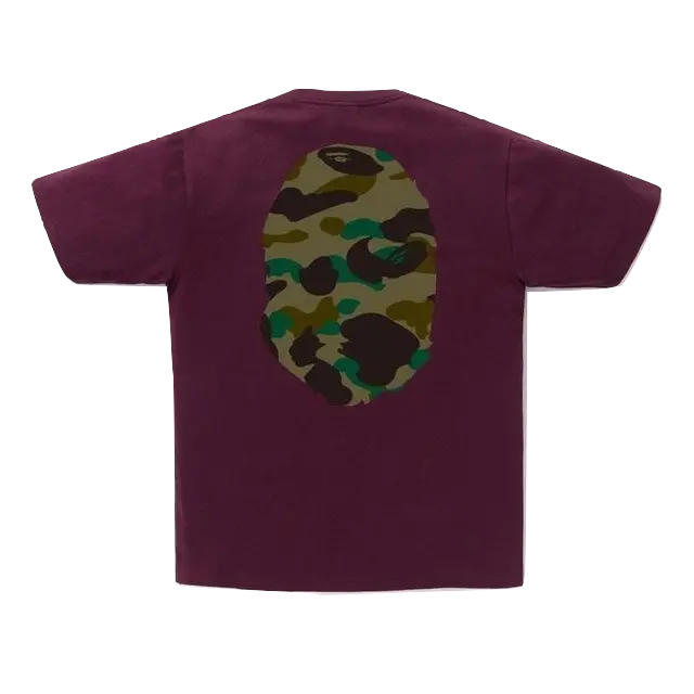 A Bathing Ape 1st Camo Big Ape Head Tee - Burgundy/Green - Used Bape