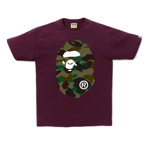 A Bathing Ape 1st Camo Big Ape Head Tee - Burgundy/Green Bape