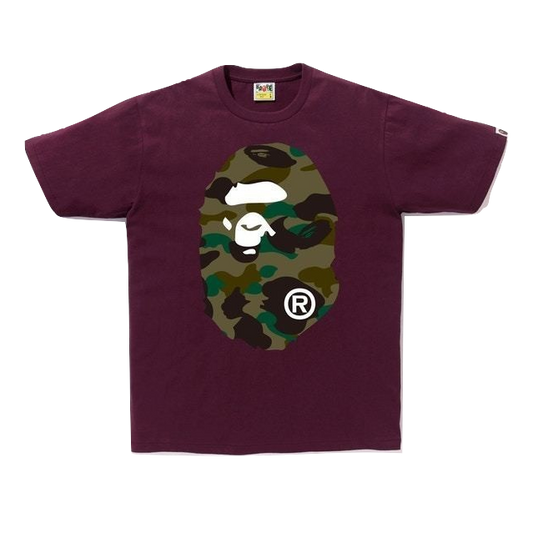 A Bathing Ape 1st Camo Big Ape Head Tee - Burgundy/Green