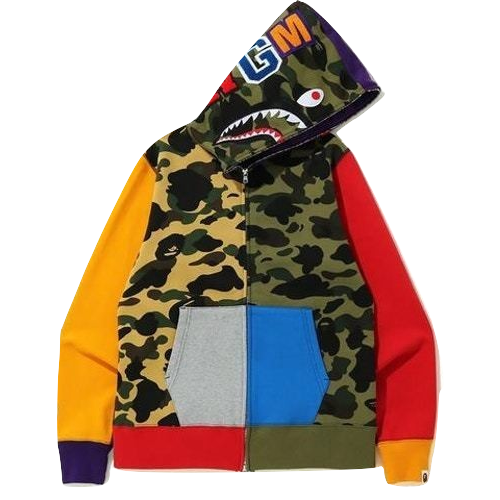 A Bathing Ape 1st Camo Crazy Shark Full Zip Hoodie - Multi Bape