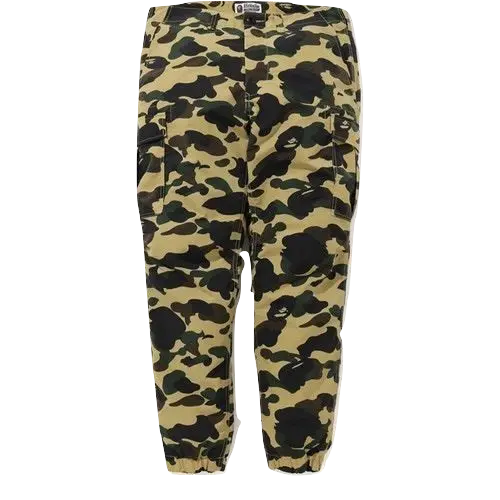A Bathing Ape 1st Camo Nylon 6 Pocket Jogger Pants - Yellow Bape