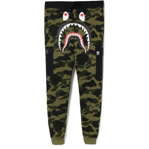 A Bathing Ape 1st Camo Shark Slim Sweat Cargo Pants - Green - Used Bape