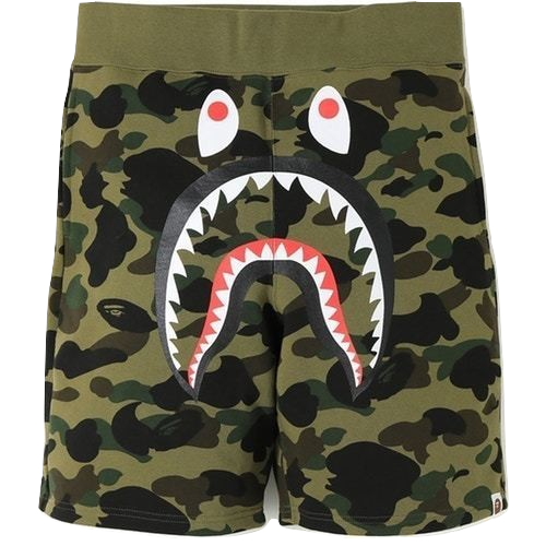 A Bathing Ape 1st Camo Shark Sweat Short - Green Camo