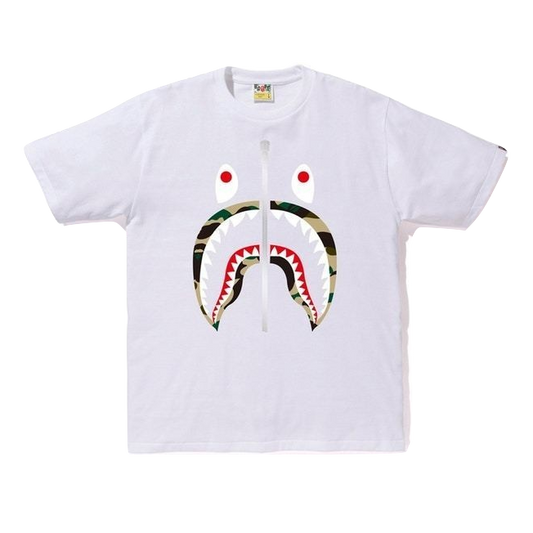 A Bathing Ape 1st Camo Shark Tee - White/Yellow Camo